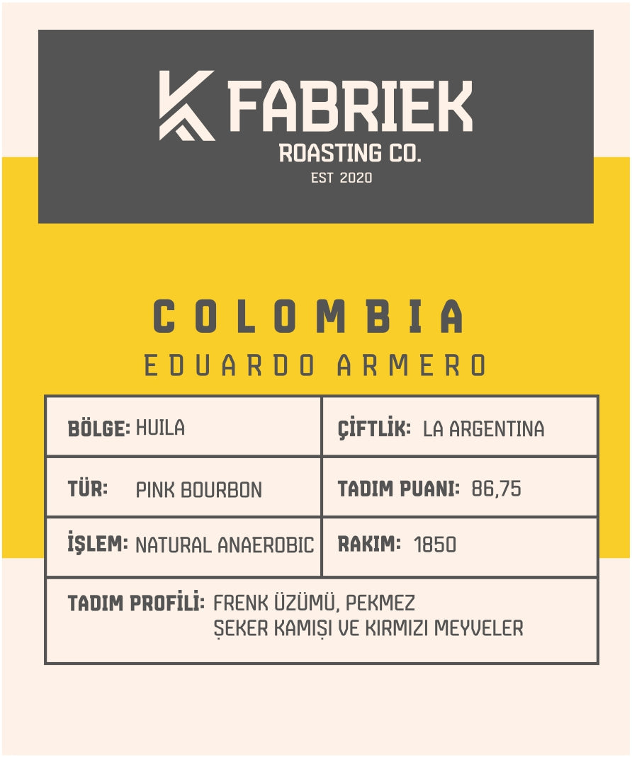 Colombia Eduardo Armero – Pink Bourbon, Frenk Üzümü ve Kırmızı Meyve Aromalı Kahve