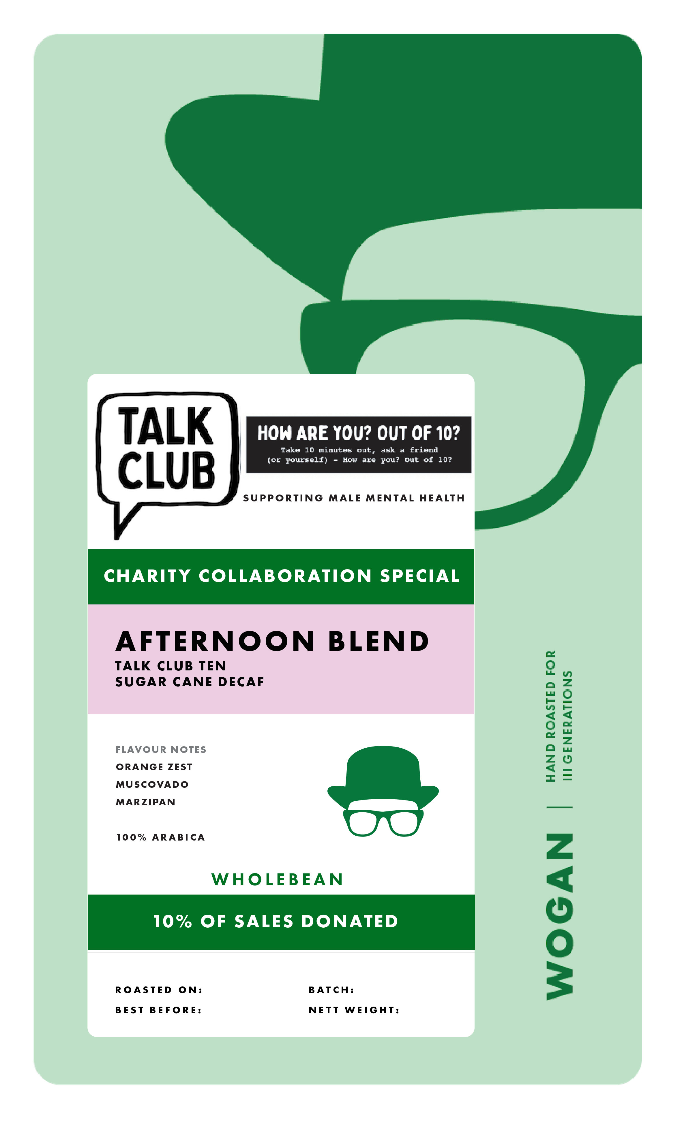 Talk Club Ten, Afternoon Blend, Sugar Cane Decaf