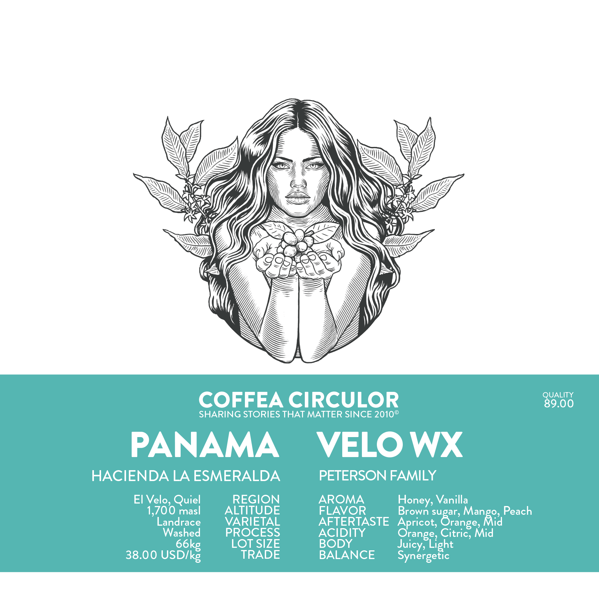 Panama Hacienda La Esmeralda Velo Landrace Washed WX