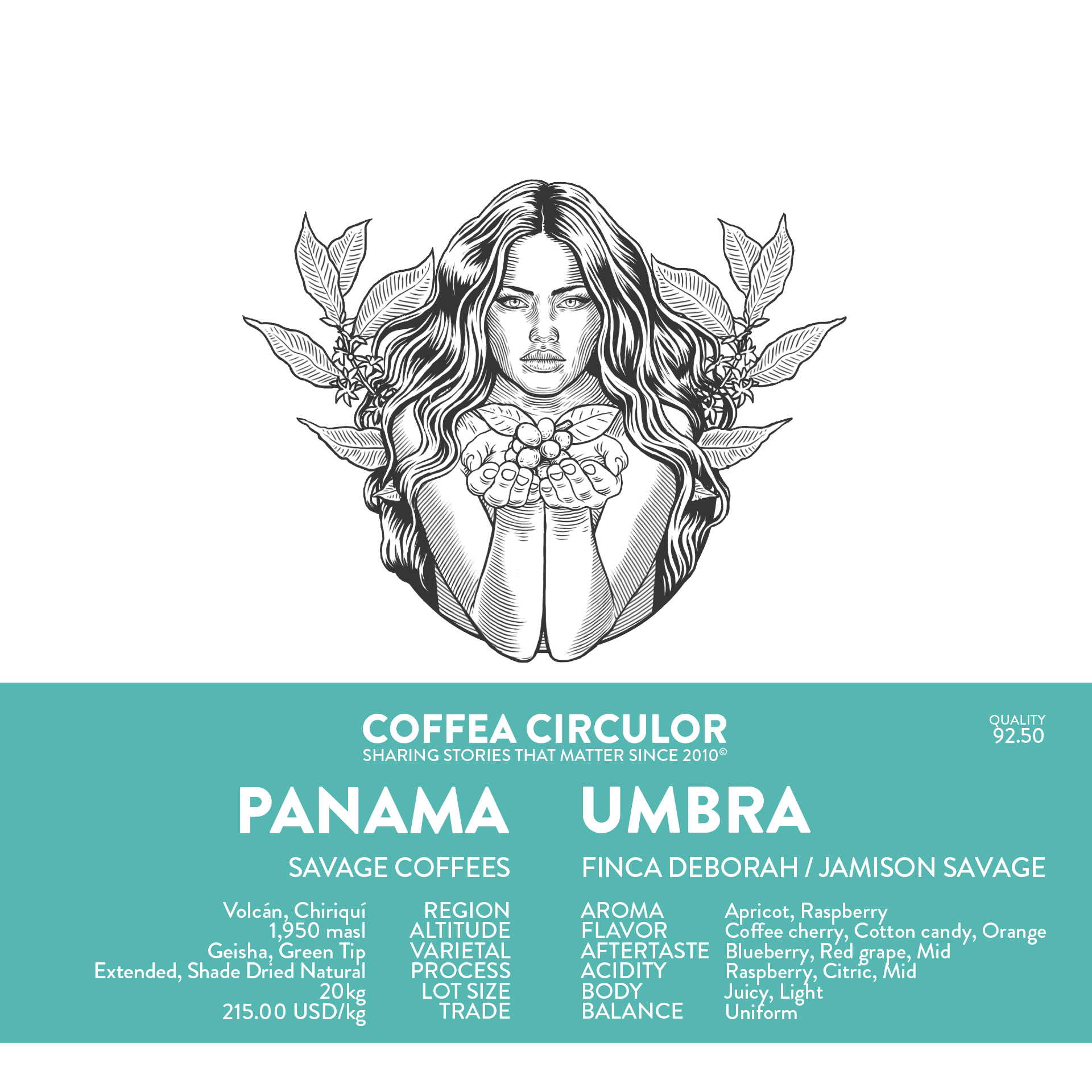 Panama Savage Coffees Finca Deborah Geisha Umbra Extended Shade Dried Natural