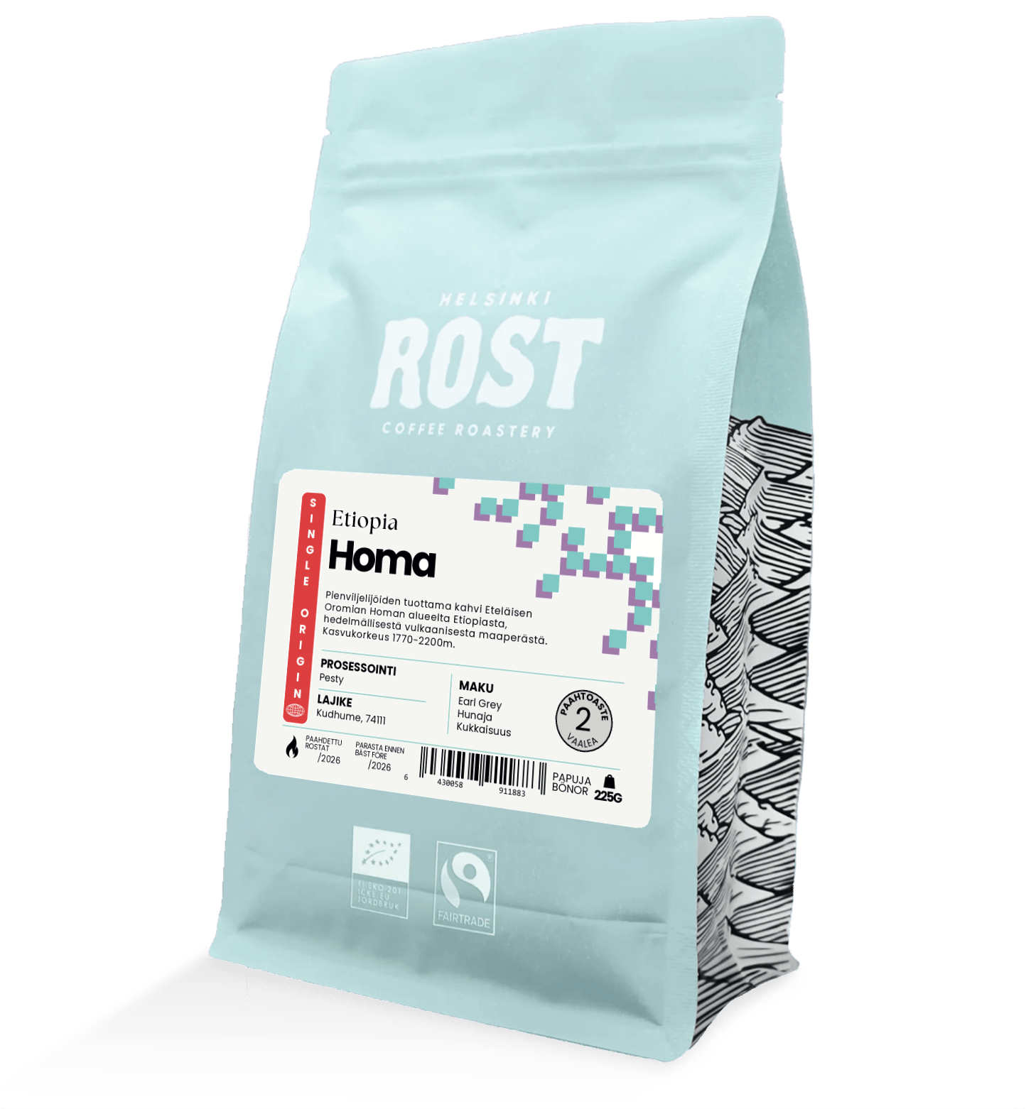 ROST Etiopia Yirgacheffe Homa – Vaaleapaahtoinen single-origin luomukahvi | Reilu kauppa
